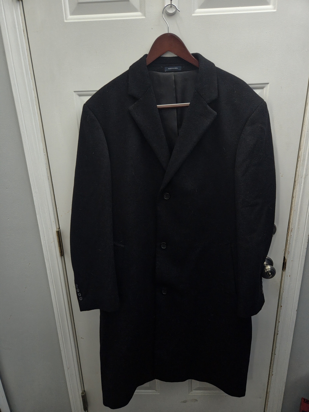 Chaps Men's Black Wool Blend Pea Coat